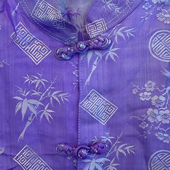 Vintage Asian Oriental Style Top 100% silk men's size S small - Picture 4 of 6